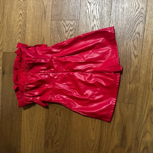 Red Strapless Ruffle Mini Dress - Picture 4 of 4